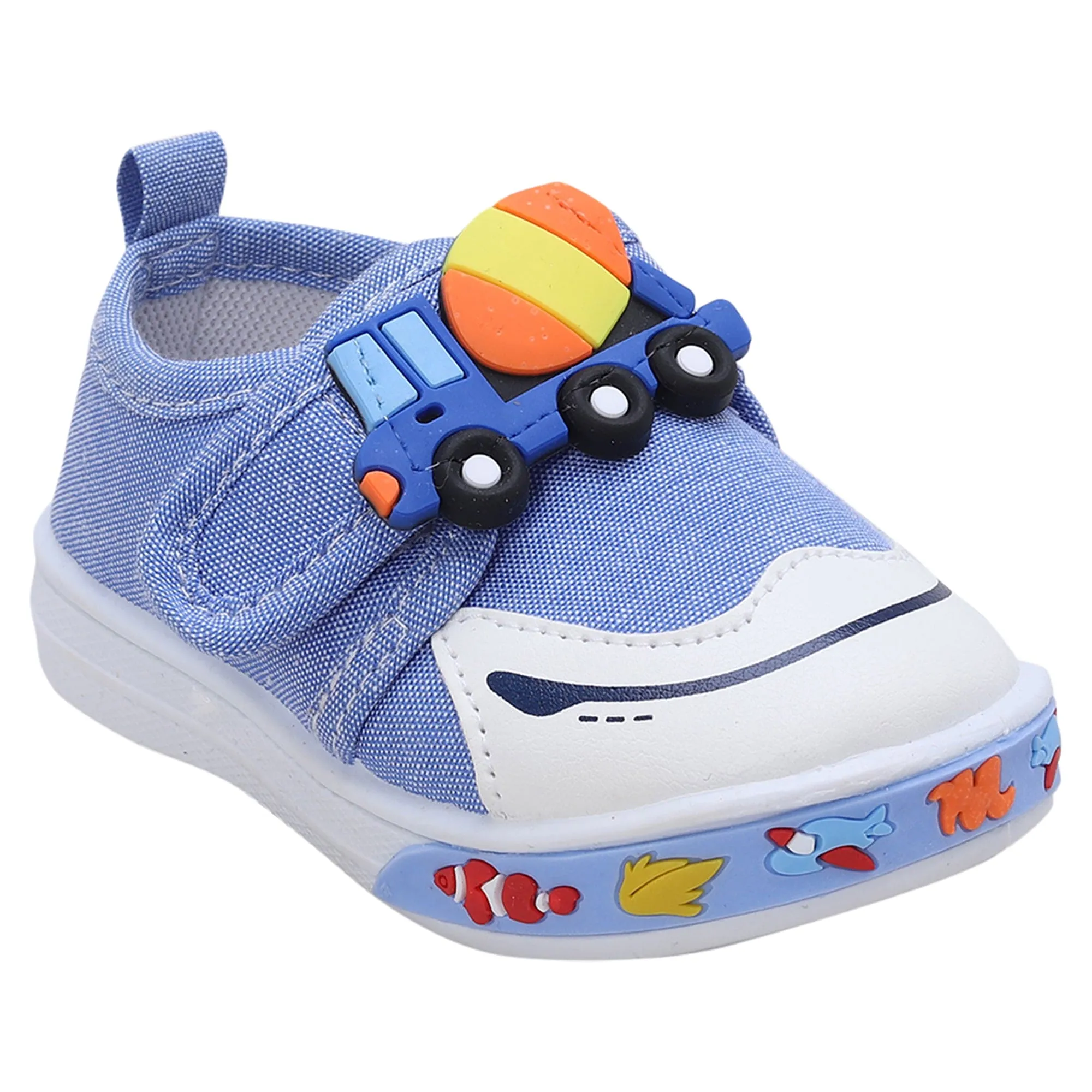 Baby Moo Mixer Truck Velcro Strap Anti-Skid Chu Chu Sound Sneakers - Blue