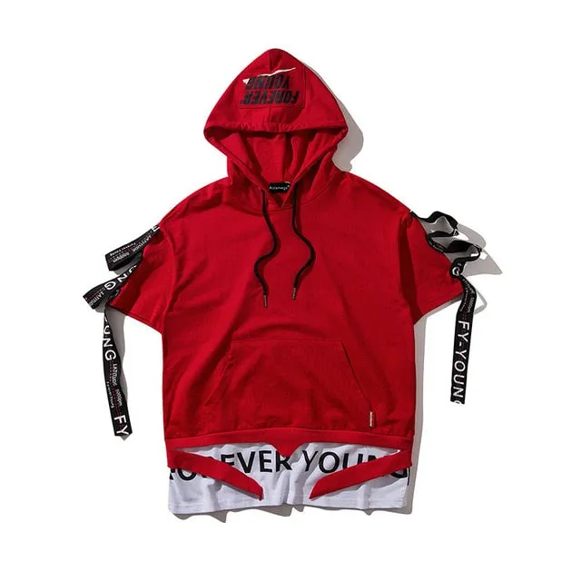 Forever Young Printed Hip Hop Streetwear Hooded Loose Tee