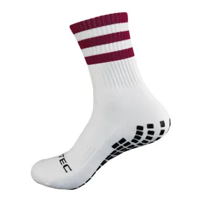 Maroon and White Grip Socks