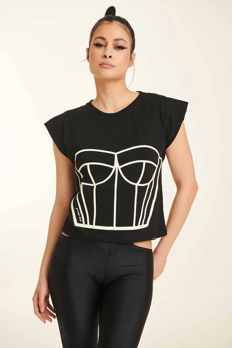 Paradise Chick Supreme Corset T-shirt - Black