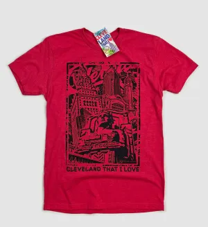 Red Cleveland Bold Landmark Graphic T Shirt