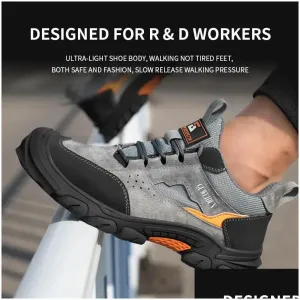 Safety Shoes Cowboy Breathable Work Steel Toe Shock-Absorbing Boots Fashionable Mens 240606 Drop Delivery Accessories Special Purpose Dh5Kq