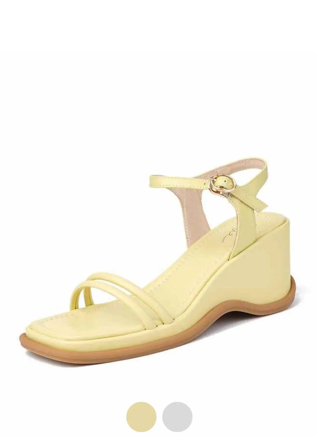 Sinaray Women's Square Toe Wedge Sandals