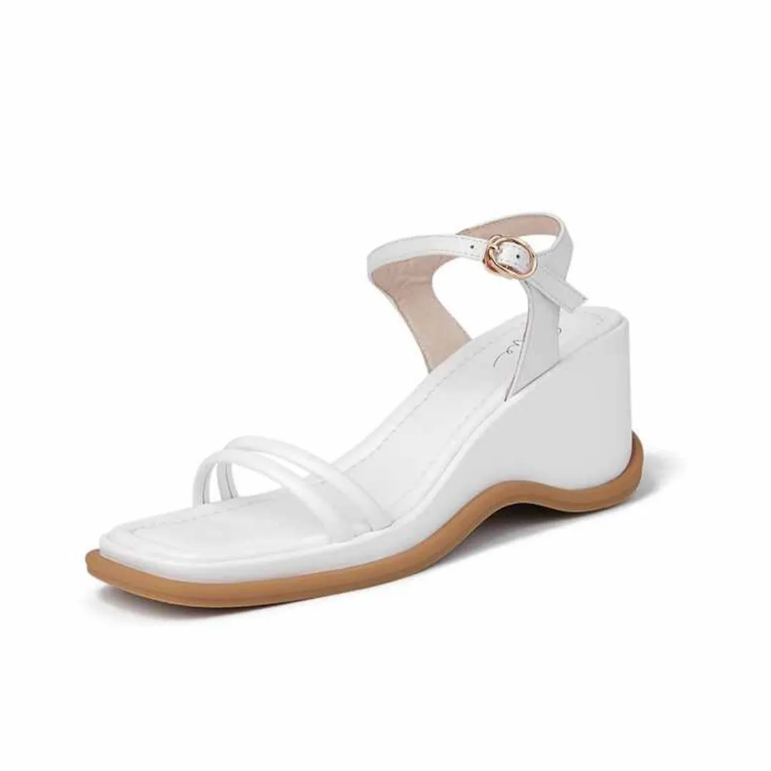 Sinaray Women's Square Toe Wedge Sandals