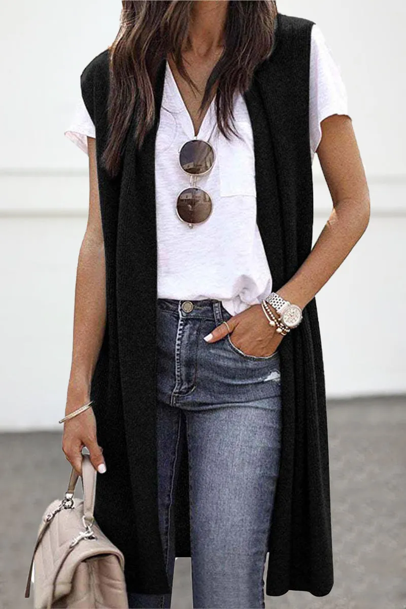 Street Solid Cardigan Collar Tops