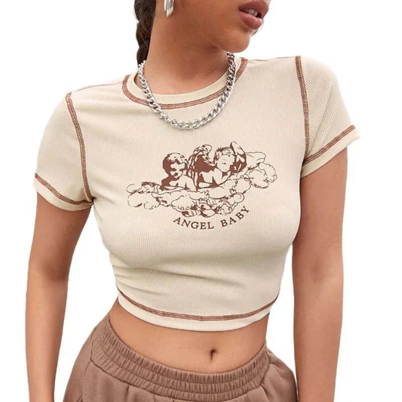 Wild Casual Crop Tops Short Sleeve Tee