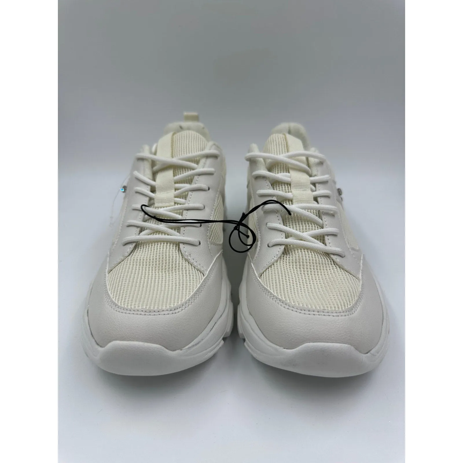 Women's Size 11.5, All White Chunky Sneakers w/ Diamond Studs on the Upper Sole